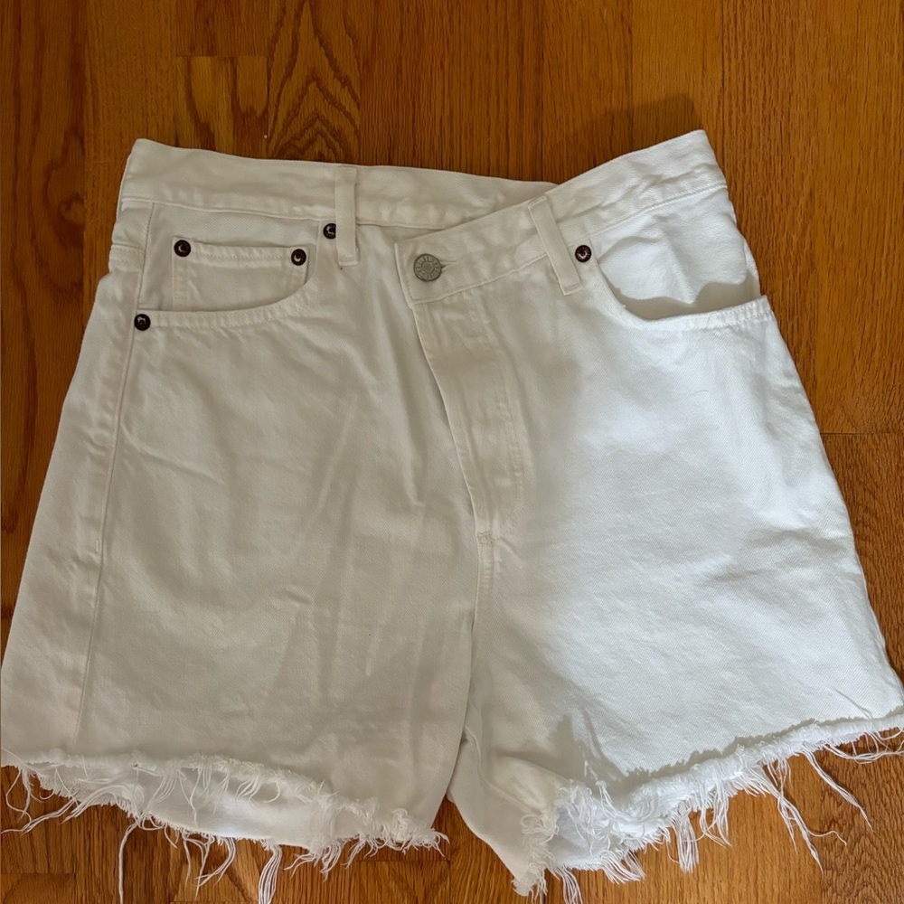 AGOLDE Criss Cross Organic White Denim Short Sz 27